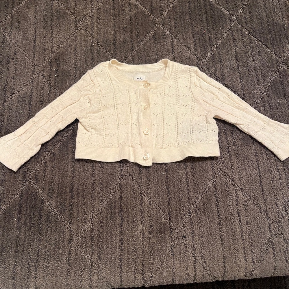 Baby Gap Baby Girl Pointelle Cream Knit Cardigan 3-6M